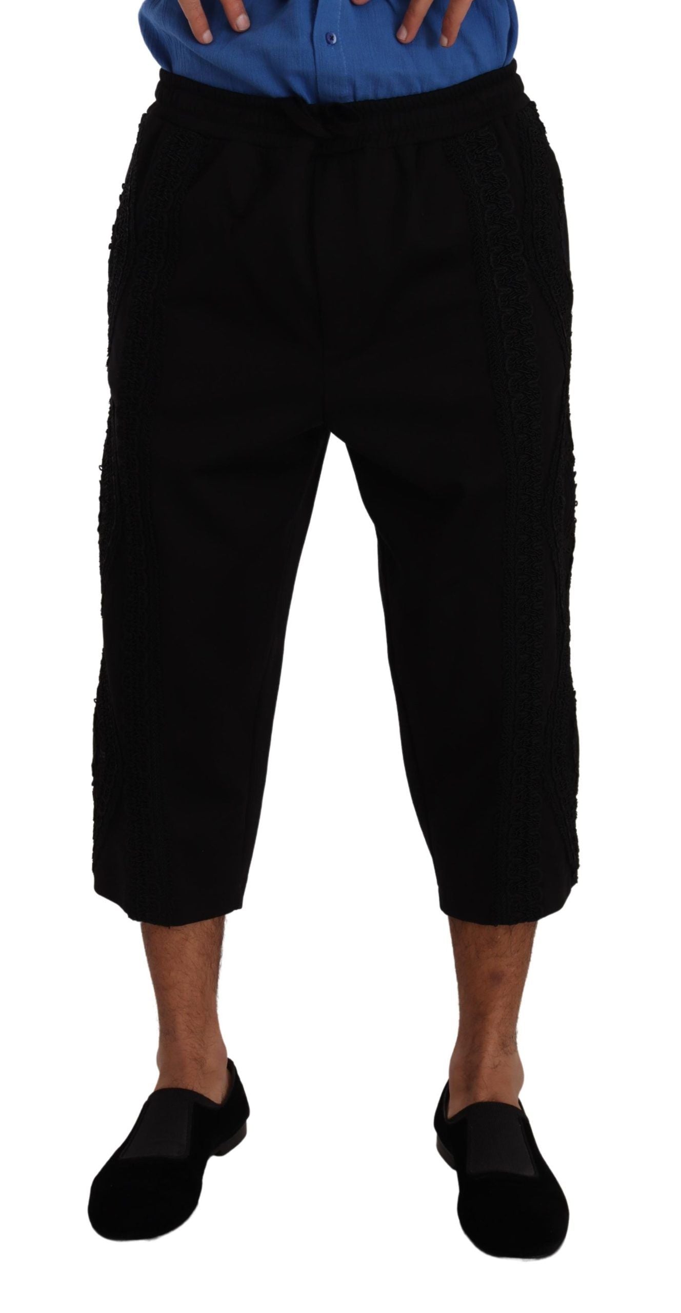 Dolce & Gabbana Black Cotton Torero Cropped Short Trouser Pants | Regal Royce