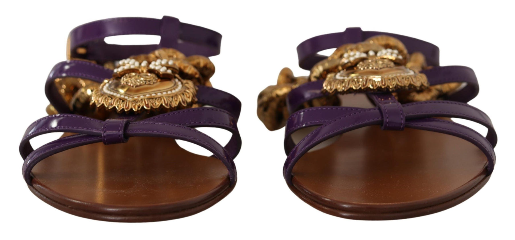 Dolce & Gabbana Purple Leather Devotion Flats Sandals Shoes | Regal Royce