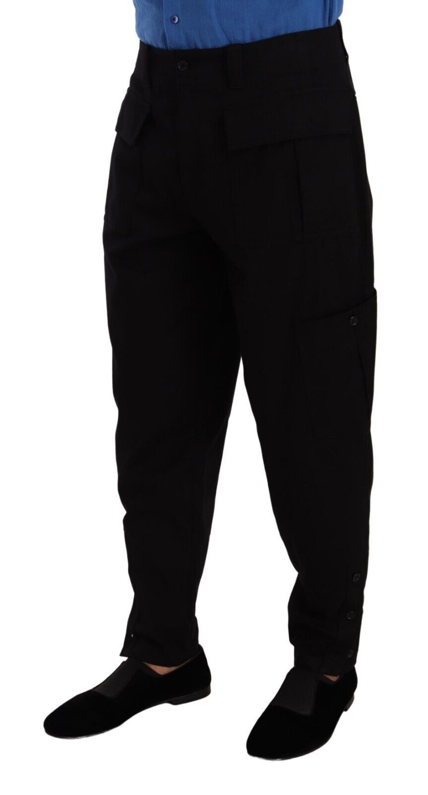 Dolce & Gabbana Black Cotton Stretch Tapered Cargo Pants | Regal Royce