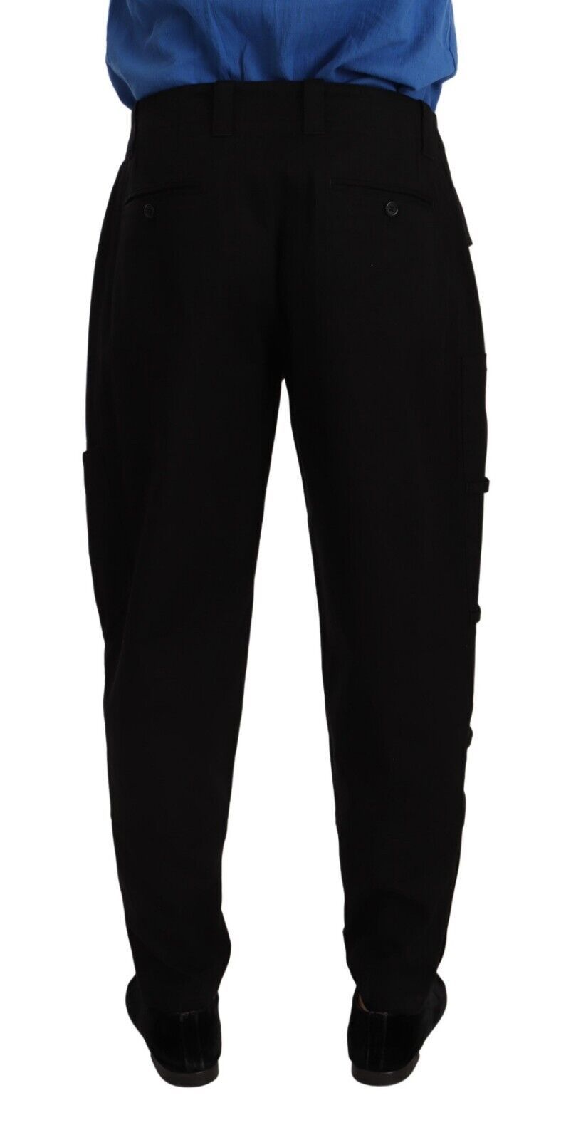 Dolce & Gabbana Black Cotton Stretch Tapered Cargo Pants | Regal Royce