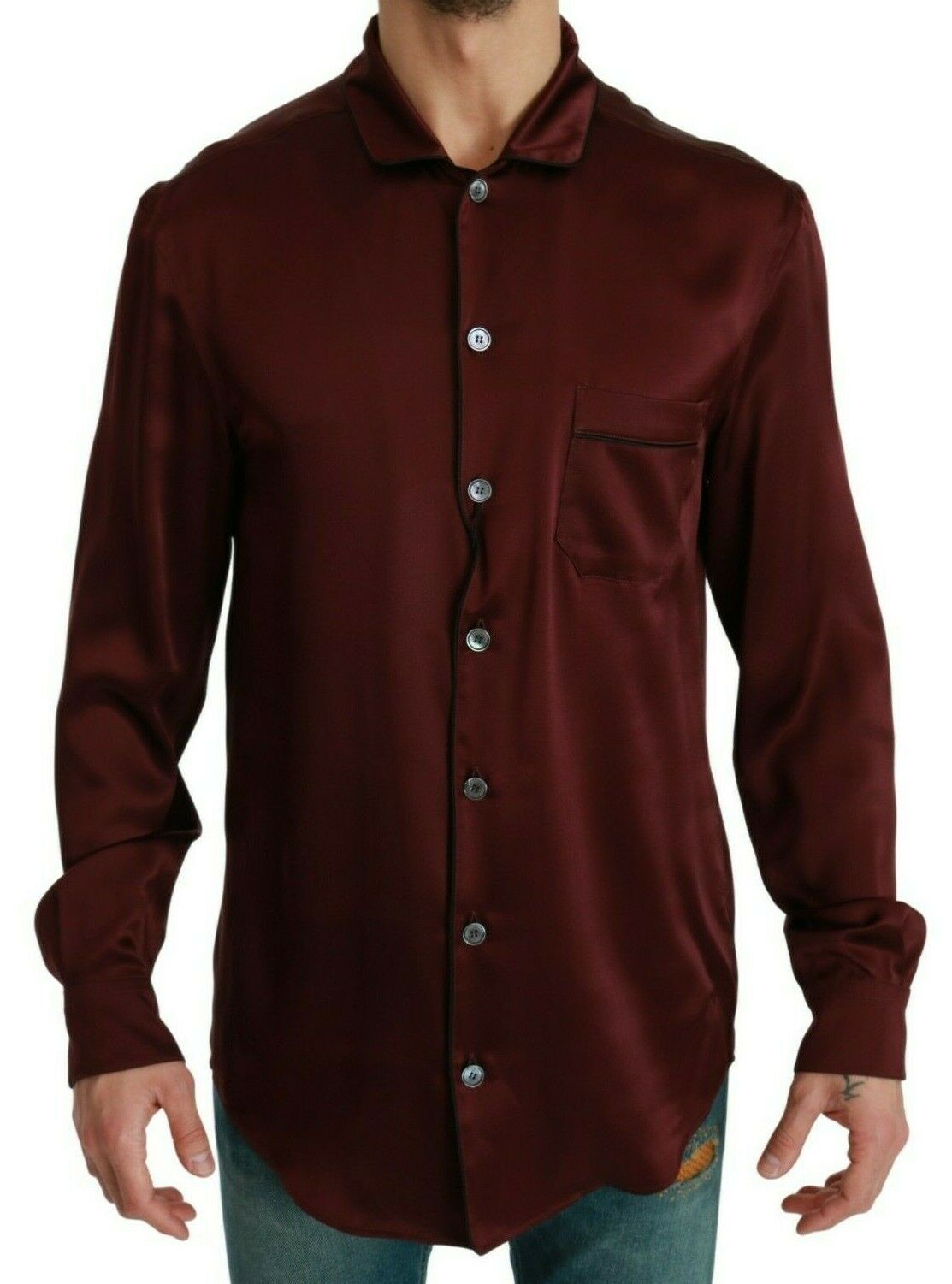 Dolce & Gabbana Bordeaux Silk Pajama Casual Shirt | Regal Royce