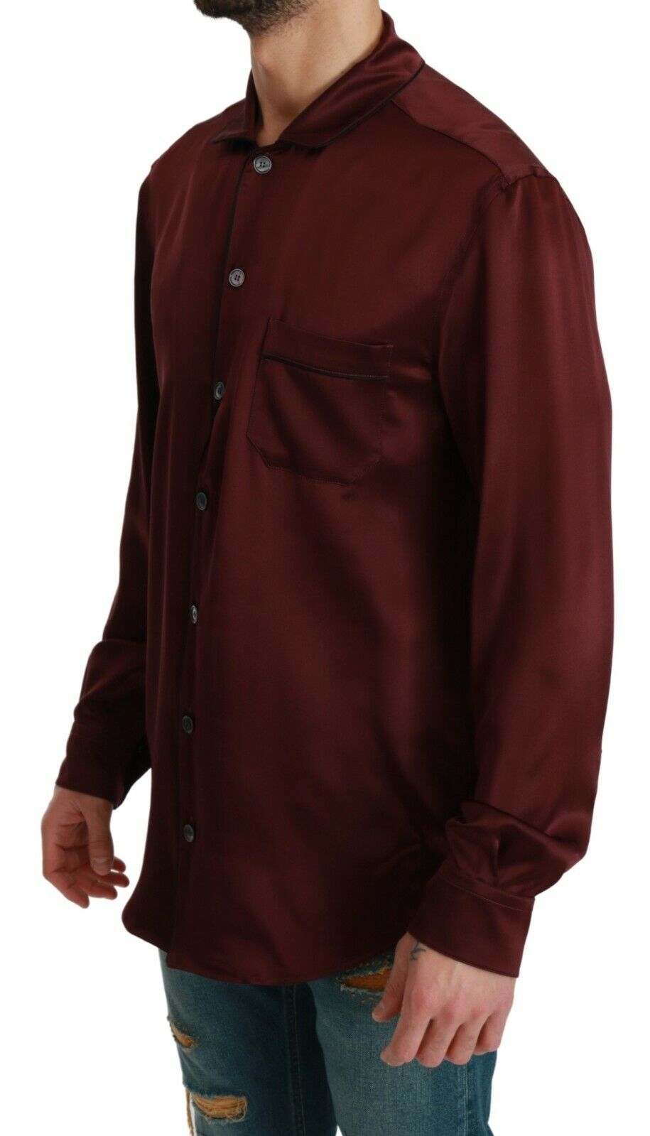 Dolce & Gabbana Bordeaux Silk Pajama Casual Shirt | Regal Royce