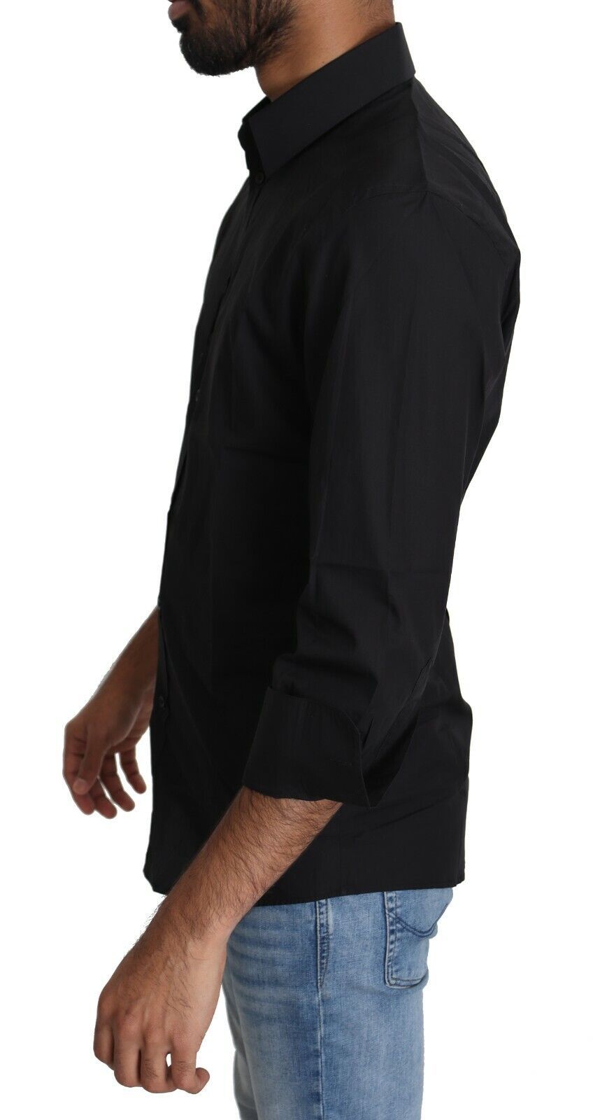 Dolce & Gabbana Black Cotton Formal Dress Men Top Shirt | Regal Royce