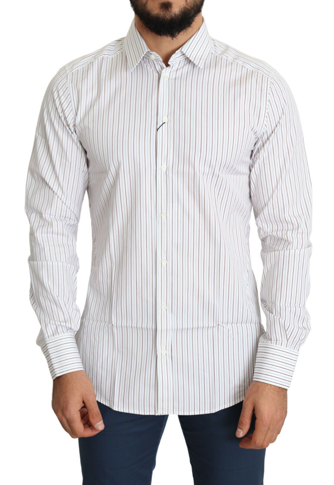 Dolce & Gabbana White Striped Formal MARTINI Shirt | Regal Royce
