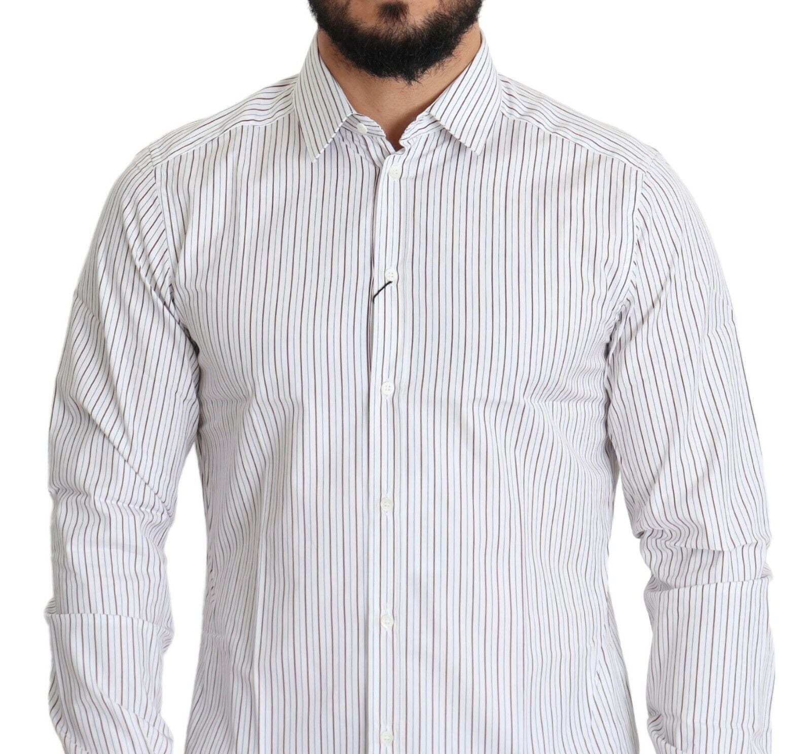 Dolce & Gabbana White Striped Formal MARTINI Shirt | Regal Royce