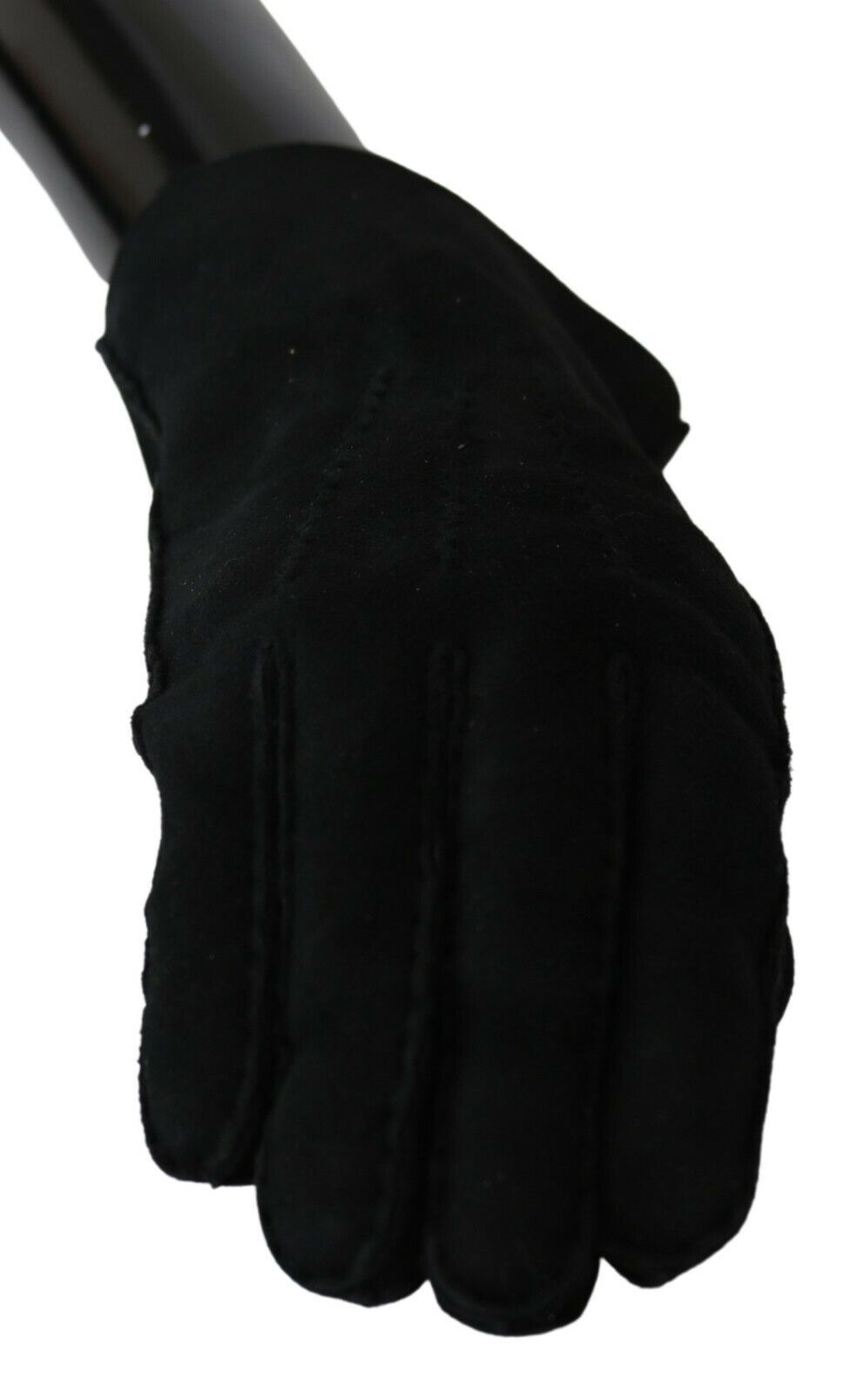 Dolce & Gabbana Black Leather Motorcycle Biker Mitten Gloves | Regal Royce