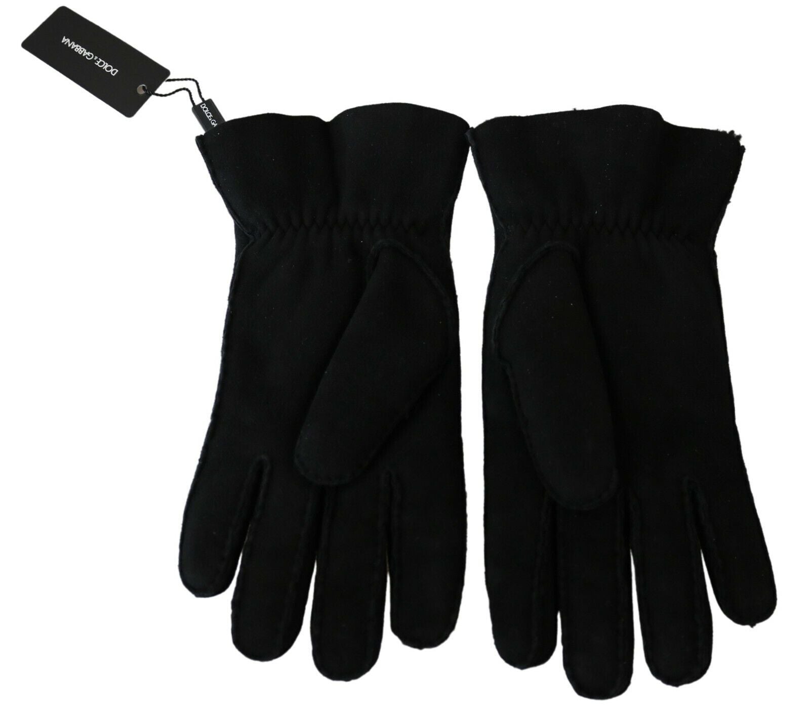 Dolce & Gabbana Black Leather Motorcycle Biker Mitten Gloves | Regal Royce