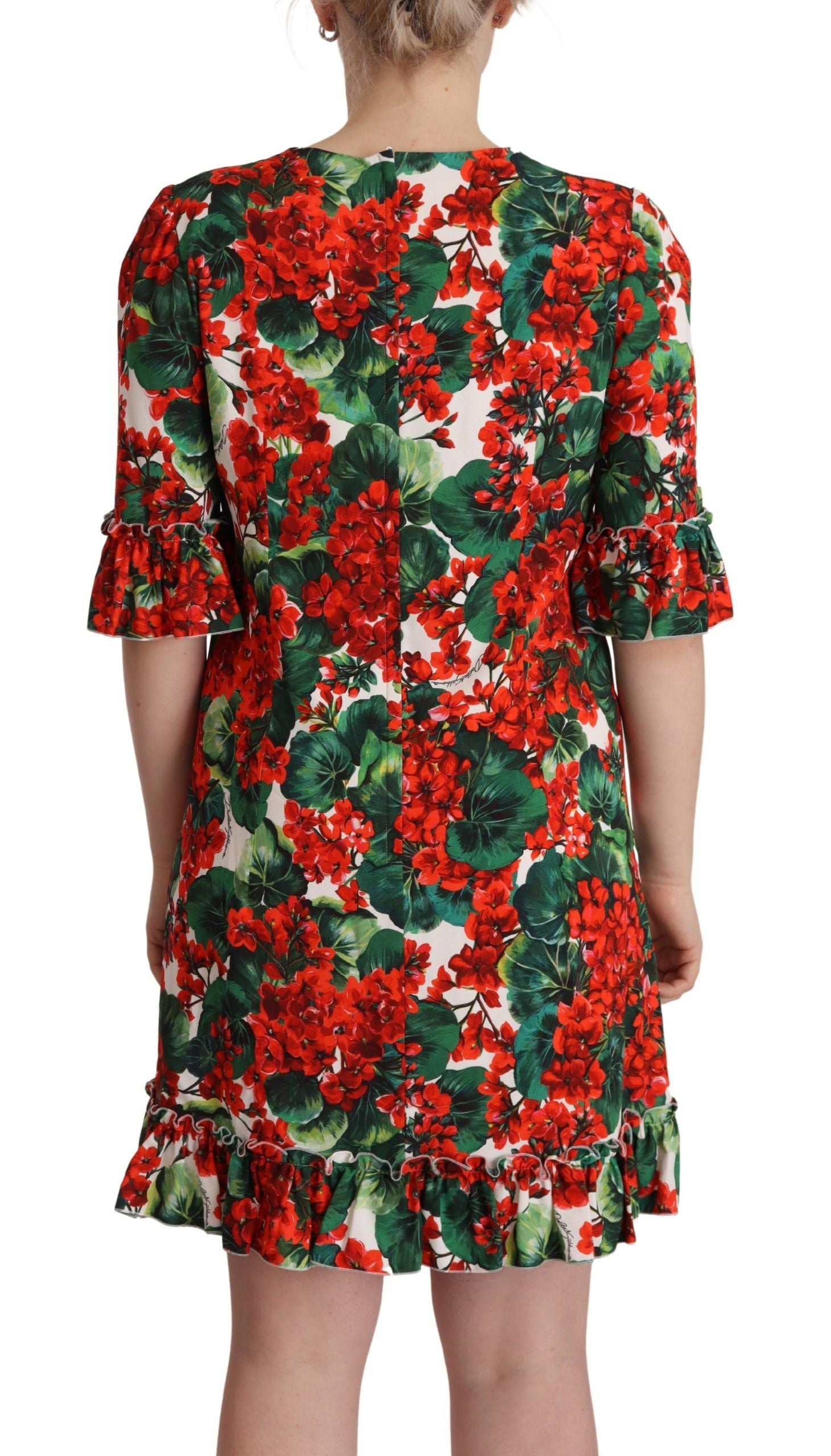 Dolce & Gabbana Multicolor Red Floral Shift Gown Dress | Regal Royce