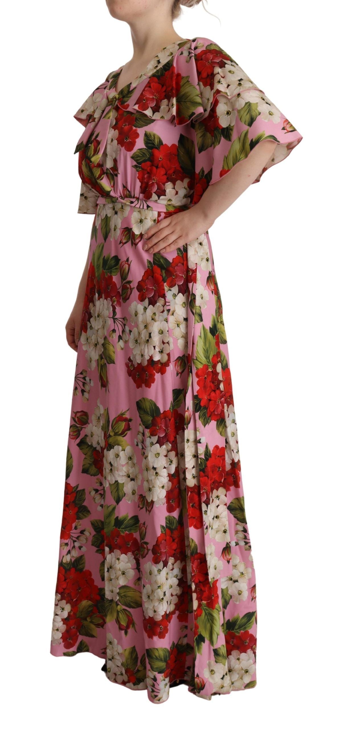 Dolce & Gabbana Pink Floral Silk Stretch Gown Maxi Dress | Regal Royce