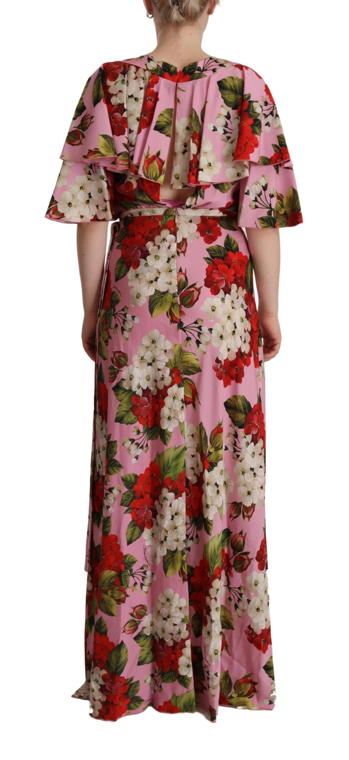 Dolce & Gabbana Pink Floral Silk Stretch Gown Maxi Dress | Regal Royce
