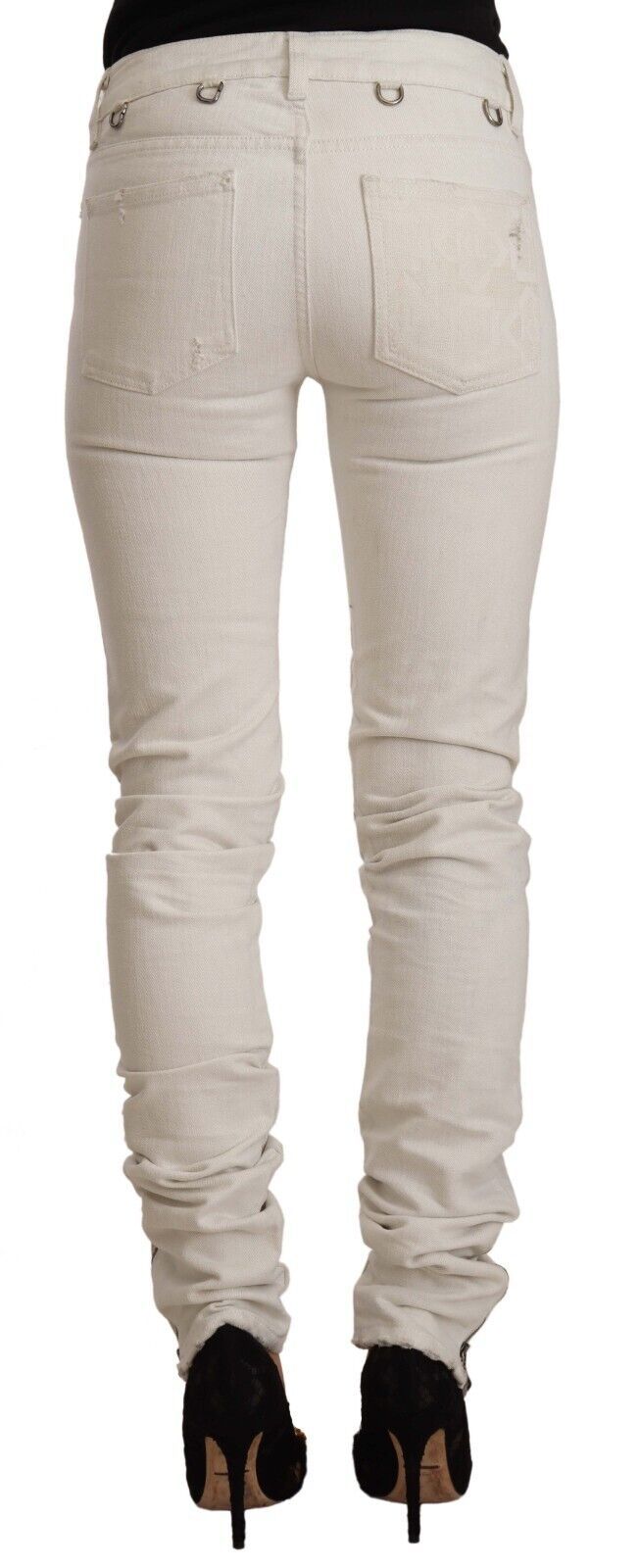 Karl Lagerfeld White Mid Waist Cotton Denim Slim Fit Jeans | Regal Royce