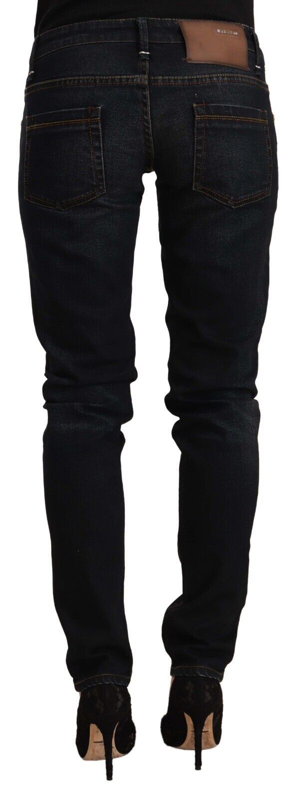 Acht Black Washed Cotton Low Waist Slim Fit Denim Jeans | Regal Royce