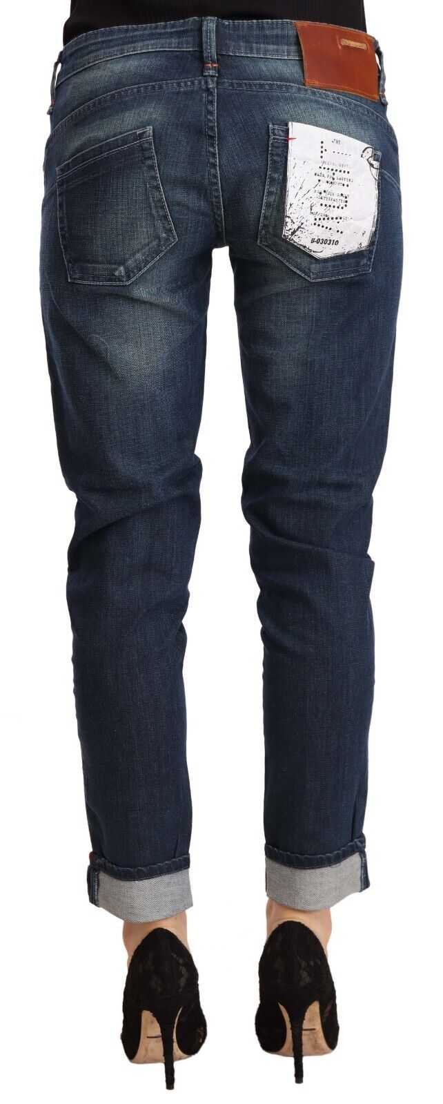 Acht Blue Washed Low Waist Skinny Denim Folded Hem Jeans | Regal Royce