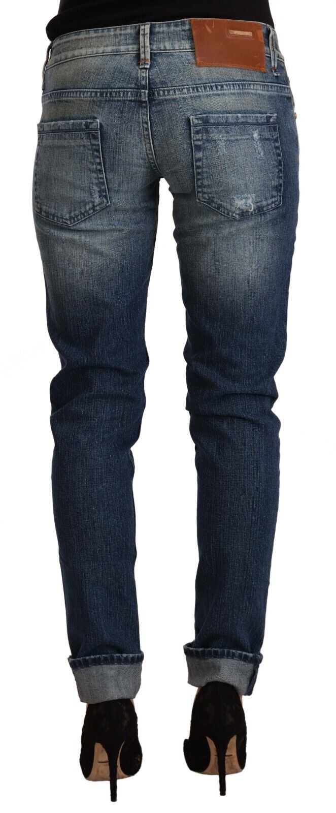 Acht Blue Washed Low Waist Folded Hem Slim Fit Jeans | Regal Royce