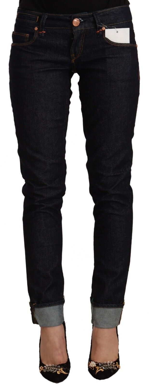 Acht Black Cotton Low Waist Slim Fit Denim Jeans | Regal Royce