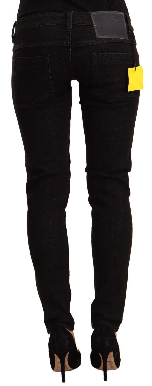 Acht Black Cotton Low Waist Skinny Denim Jeans | Regal Royce