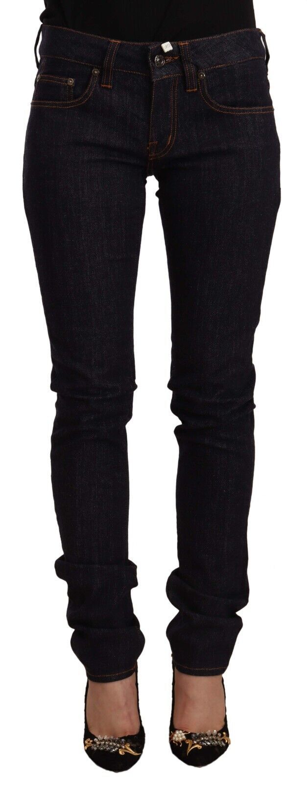 GF Ferre Black Mid Waist Cotton Denim Skinny Jeans | Regal Royce
