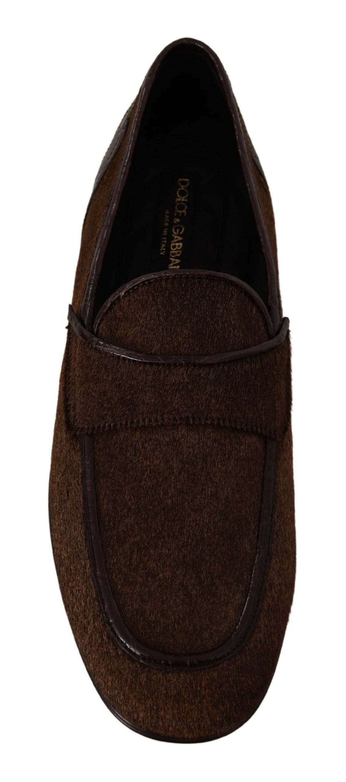 Dolce & Gabbana Shoes Dress Loafers Brown Leather Slip Shoes | Regal Royce