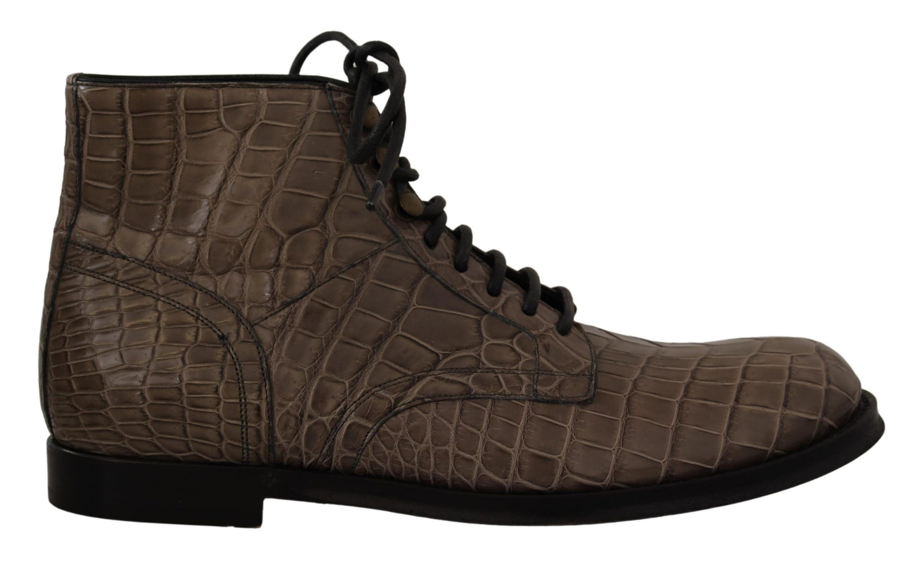 Dolce & Gabbana Gray Crocodile Leather Derby Boots | Regal Royce