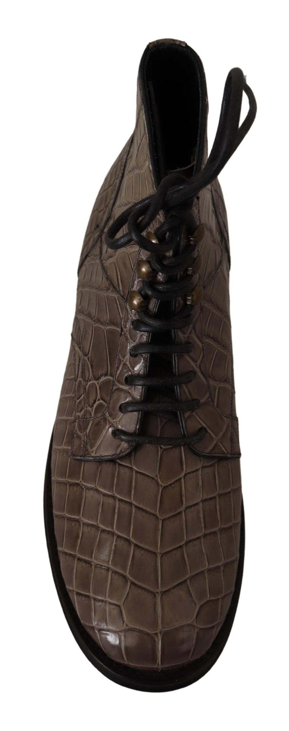 Dolce & Gabbana Gray Crocodile Leather Derby Boots | Regal Royce