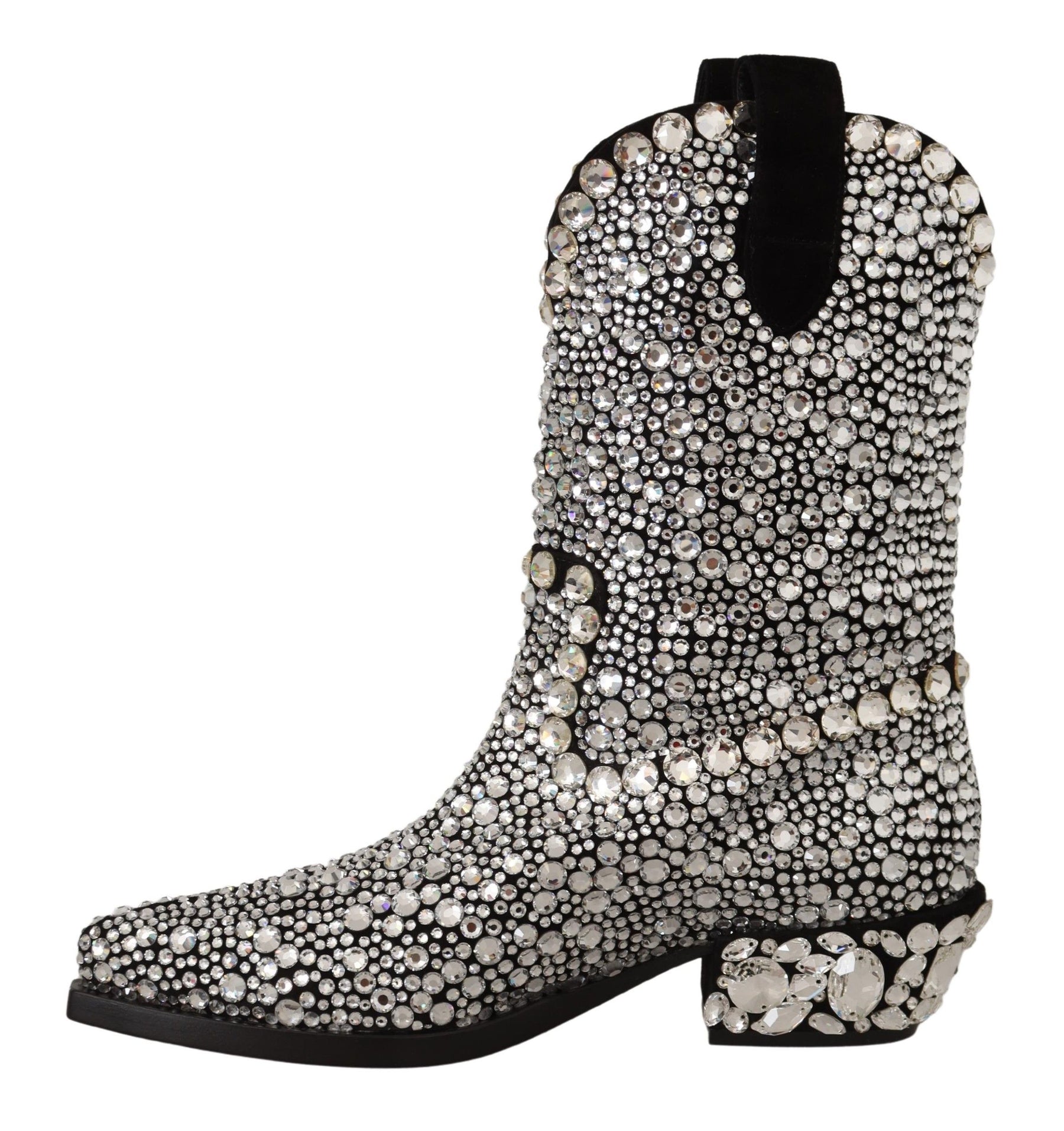 Dolce & Gabbana Black Suede Strass Crystal Cowgirl Boots | Regal Royce