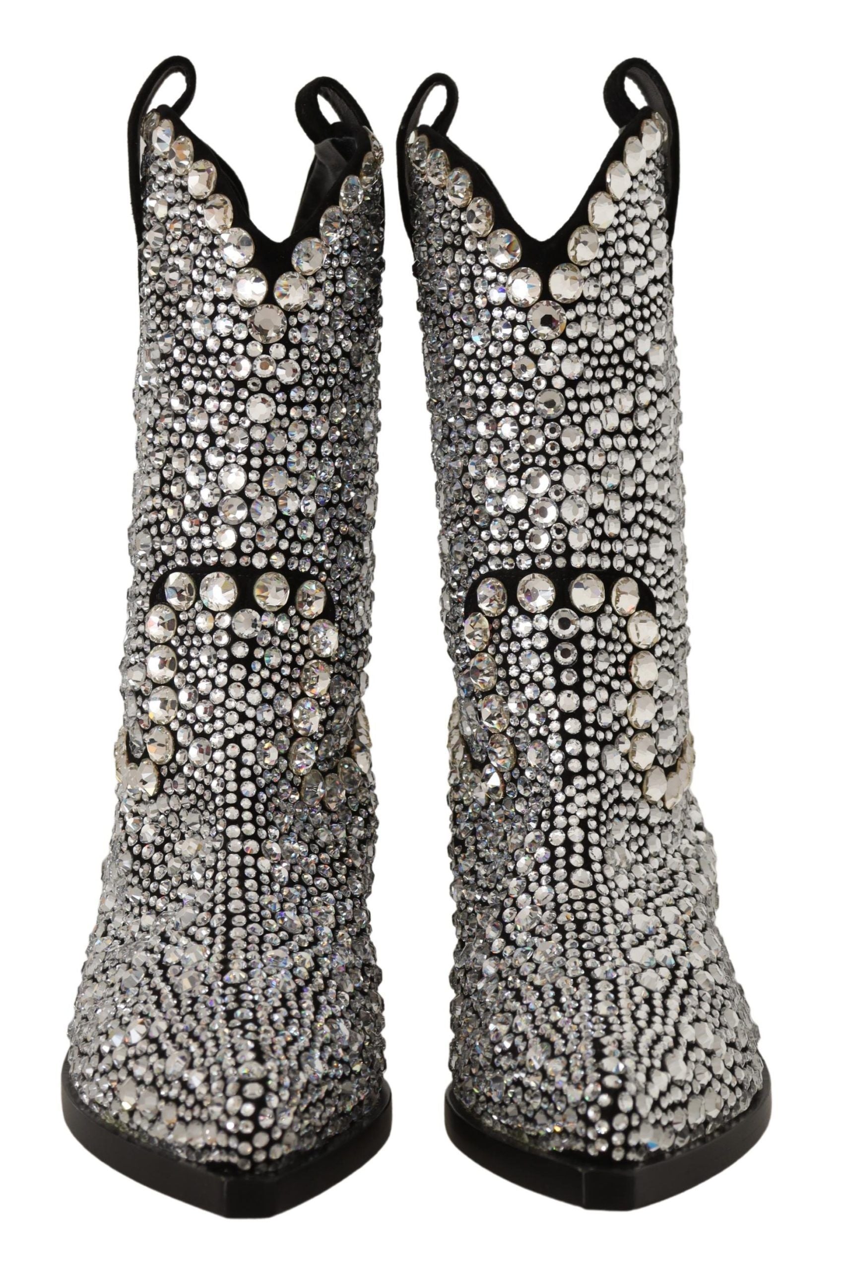 Dolce & Gabbana Black Suede Strass Crystal Cowgirl Boots | Regal Royce