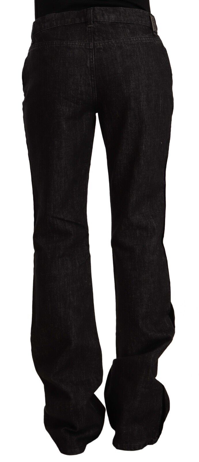 GF Ferre Black Mid Waist Cotton Denim Straight Boot Cut Jeans | Regal Royce