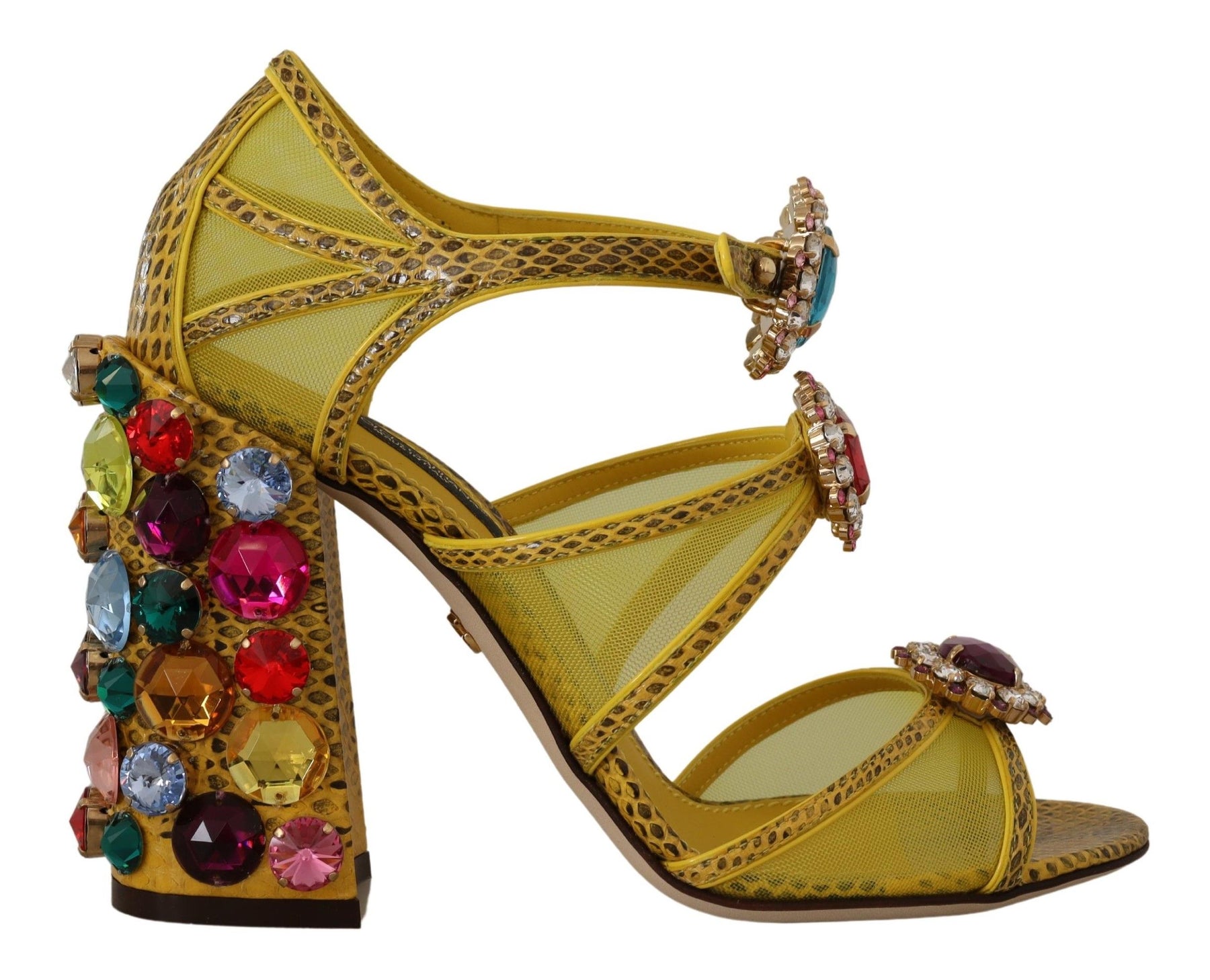 Dolce & Gabbana Yellow Leather Crystal Ayers Sandals Shoes | Regal Royce