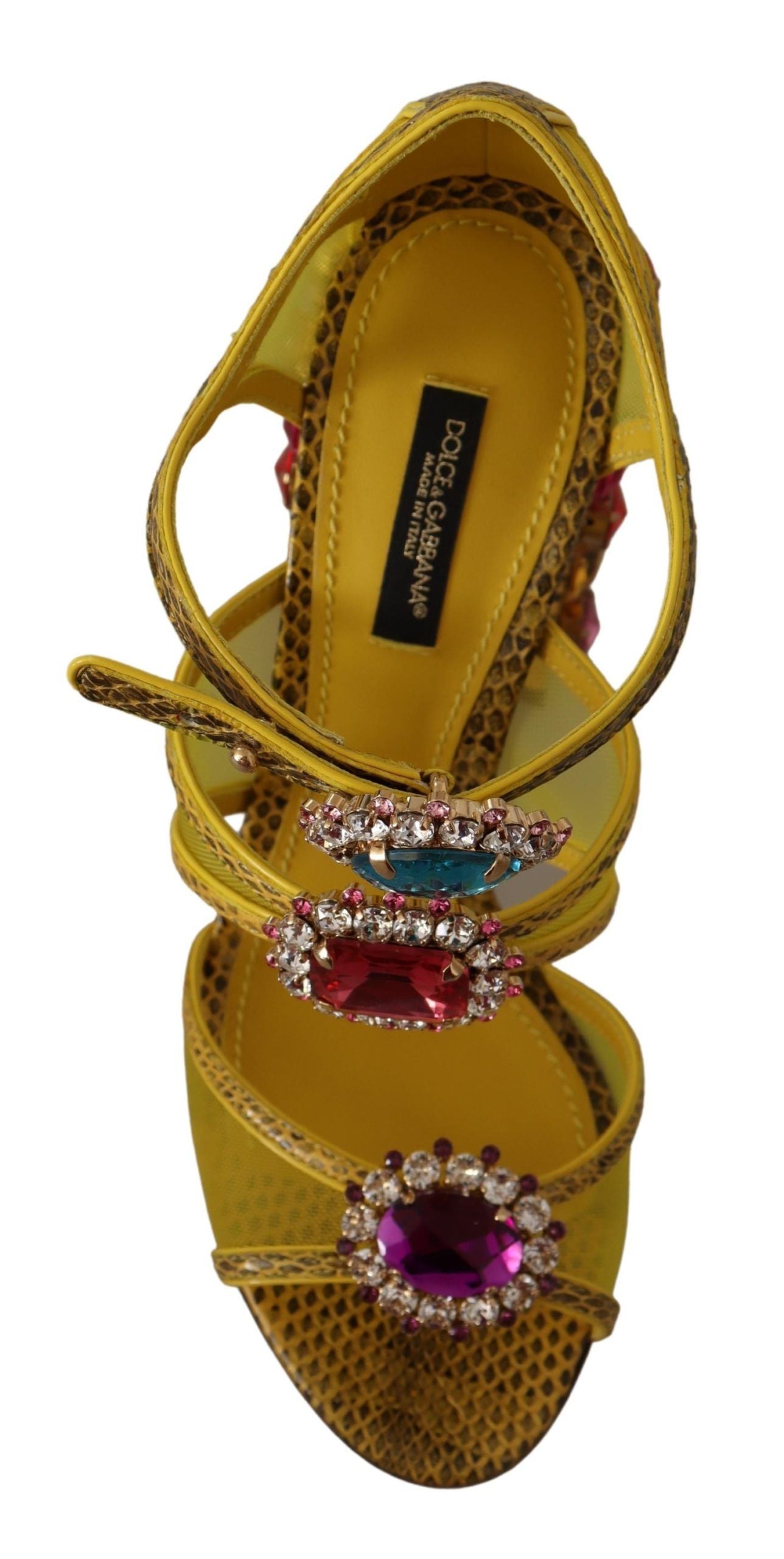 Dolce & Gabbana Yellow Leather Crystal Ayers Sandals Shoes | Regal Royce
