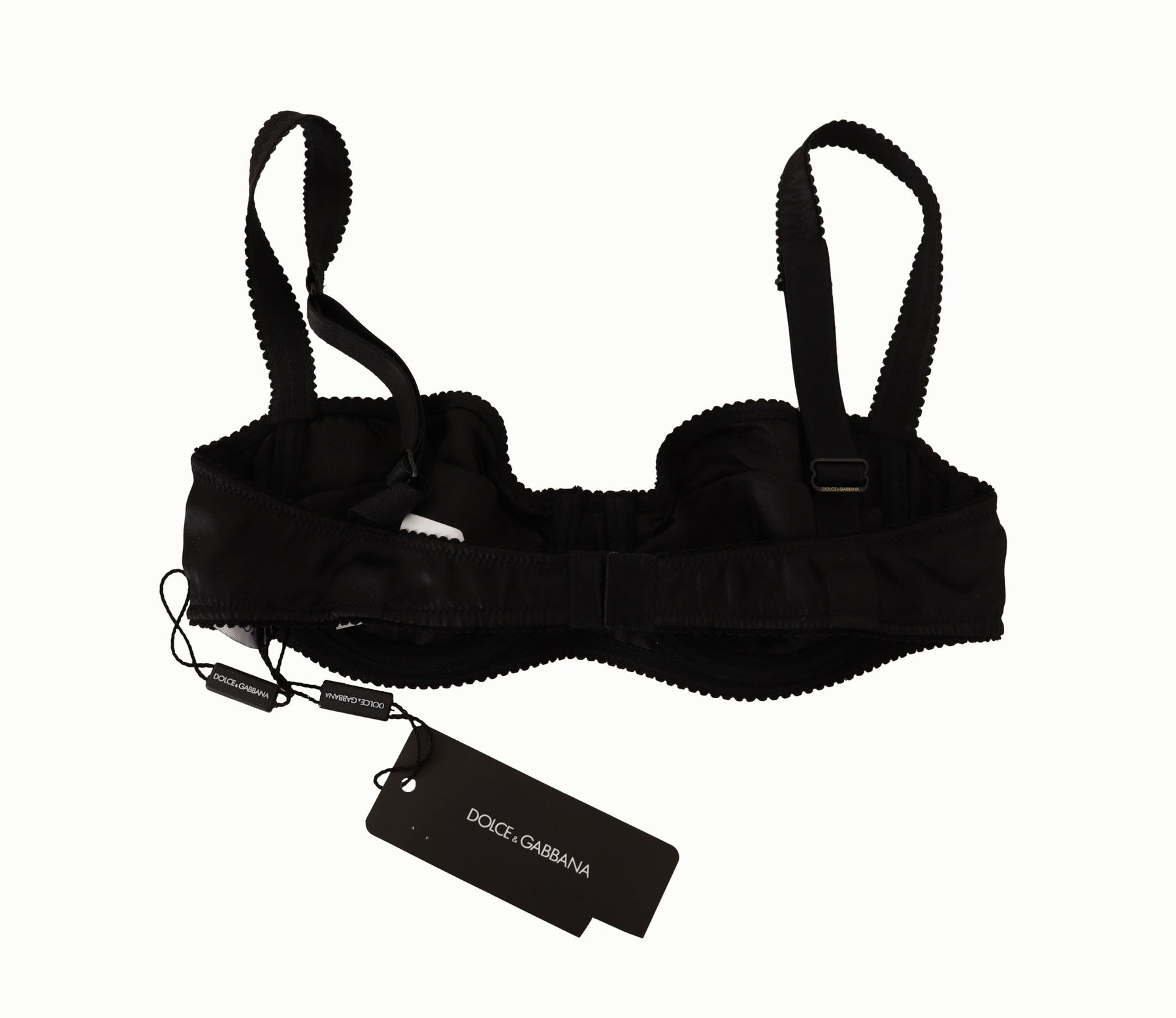 Dolce & Gabbana Black Polka Dot Satin Lace Balconette Bra | Regal Royce