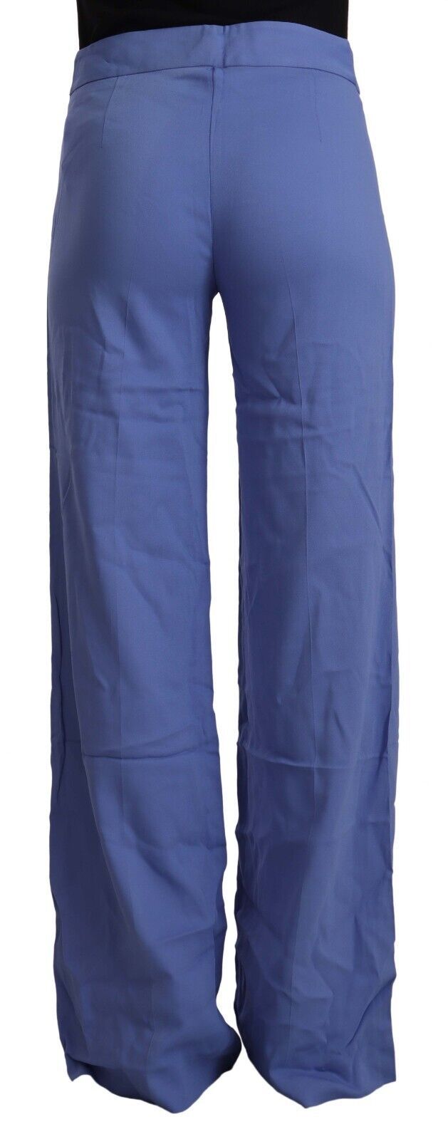 P.A.R.O.S.H. Blue High Waist Viscose Straight Wide Leg Pants | Regal Royce
