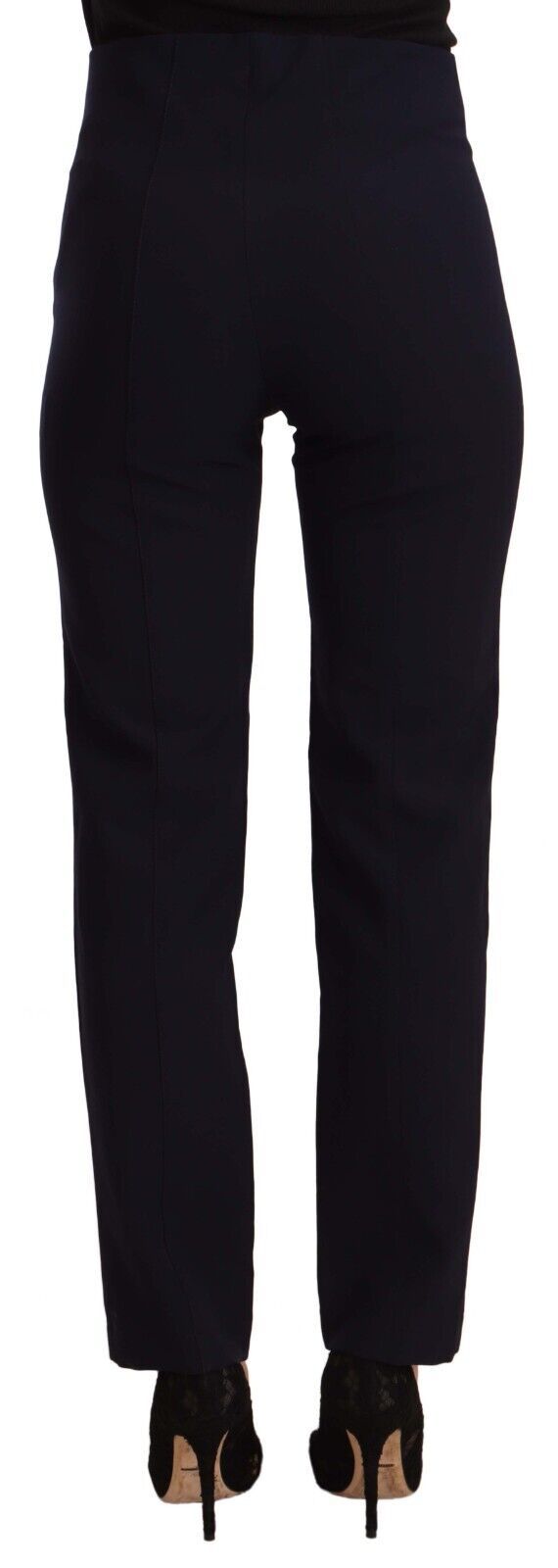 AGLINI Black High Waist Polyester Women Straight Pants | Regal Royce