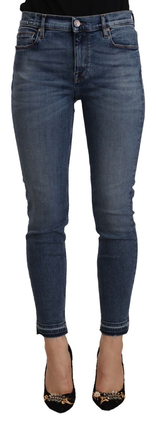 Don The Fuller Blue Mid Waist Cotton Denim Slim Fit Cropped Jeans | Regal Royce