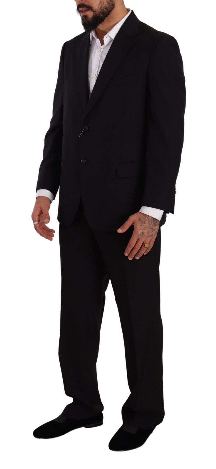 Domenico Tagliente Black Polyester Single Breasted Formal Suit | Regal Royce
