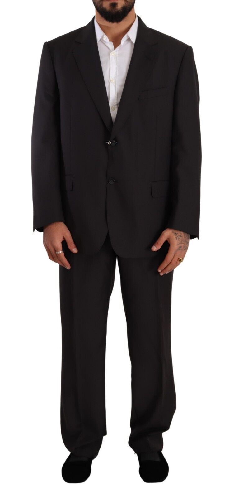 Domenico Tagliente Gray Polyester Single Breasted Formal Suit | Regal Royce