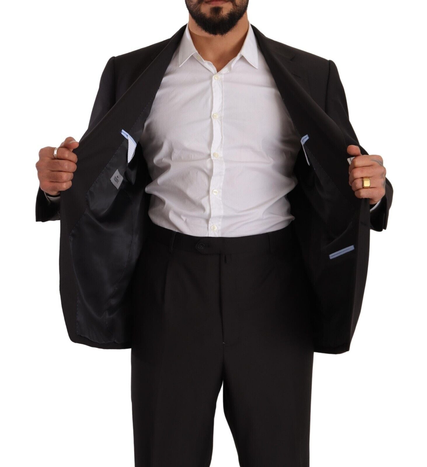 Domenico Tagliente Gray Polyester Single Breasted Formal Suit | Regal Royce
