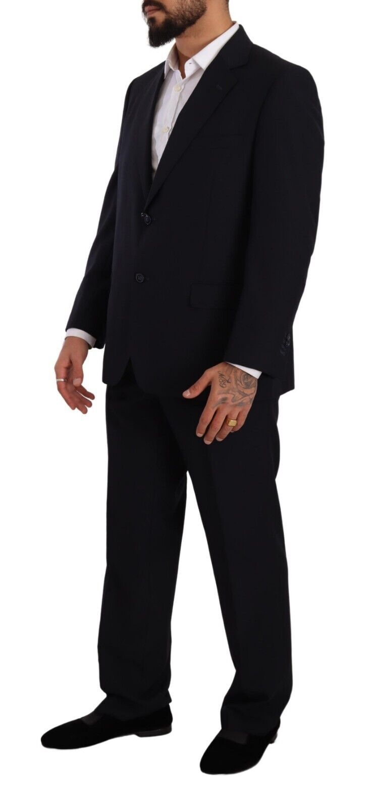 Domenico Tagliente Blue Polyester Single Breasted Formal Suit | Regal Royce