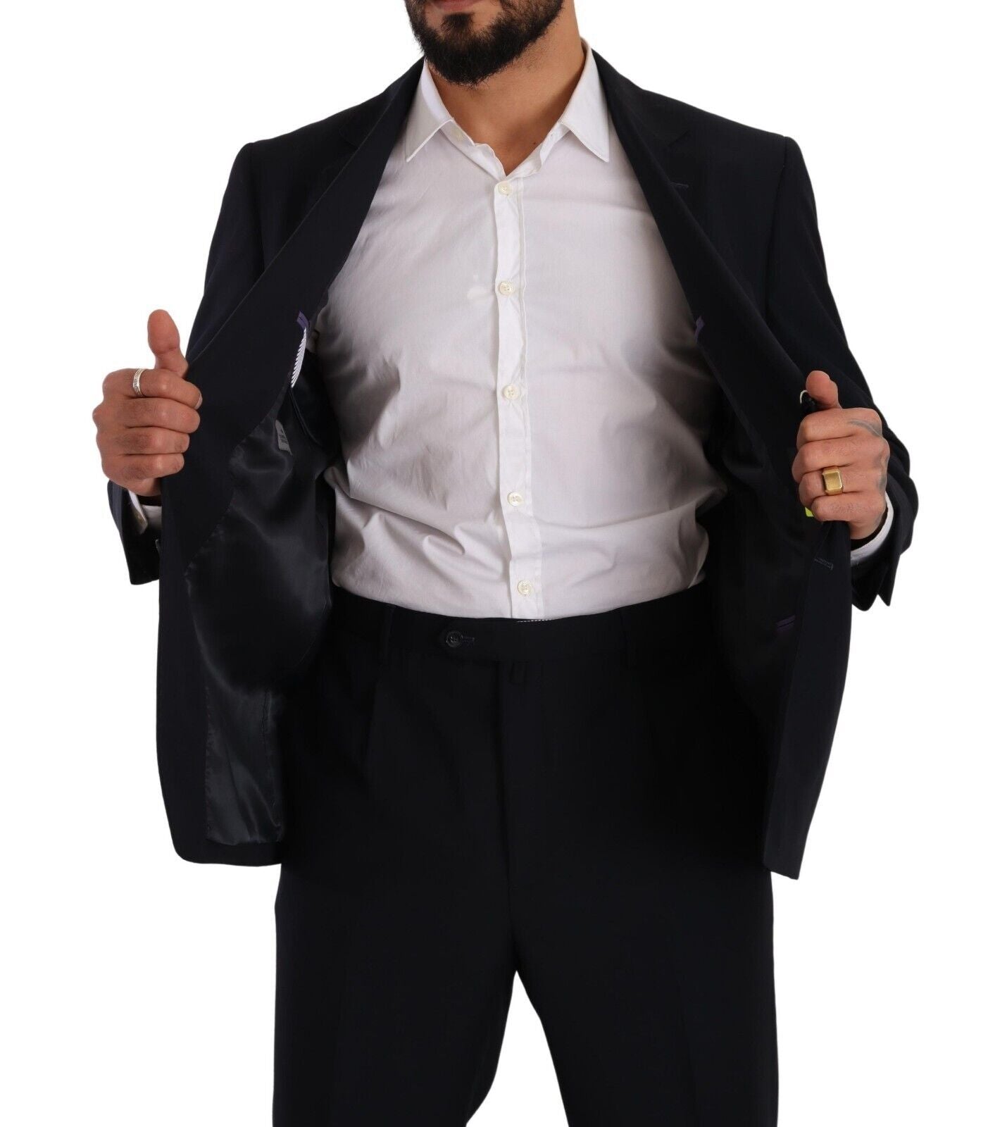 Domenico Tagliente Blue Polyester Single Breasted Formal Suit | Regal Royce