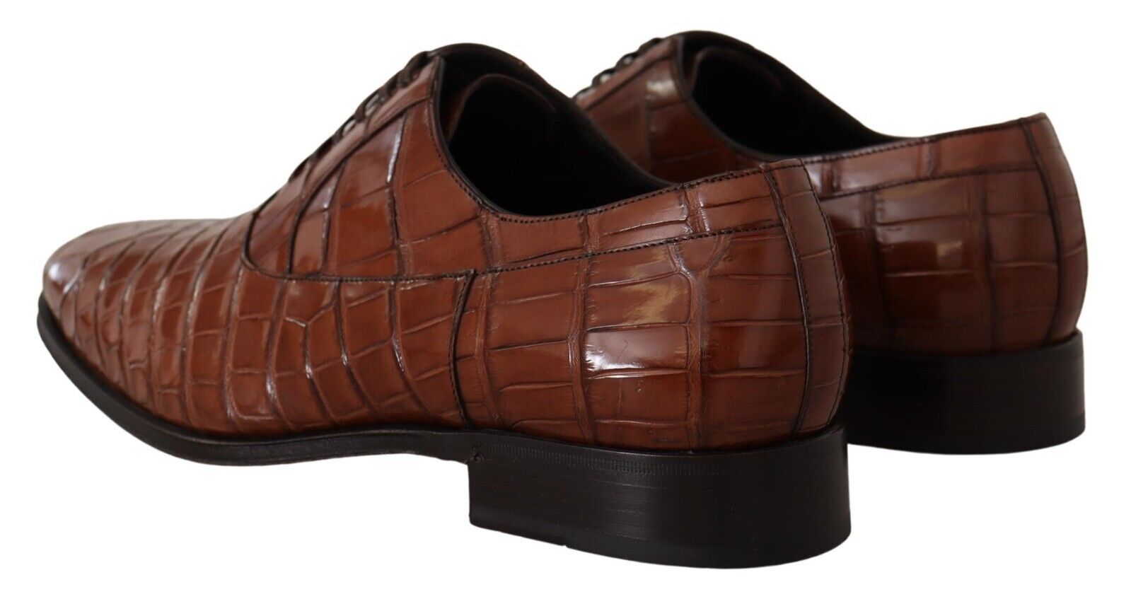Dolce & Gabbana Brown Crocodile Leather Mens Formal Derby Shoes | Regal Royce