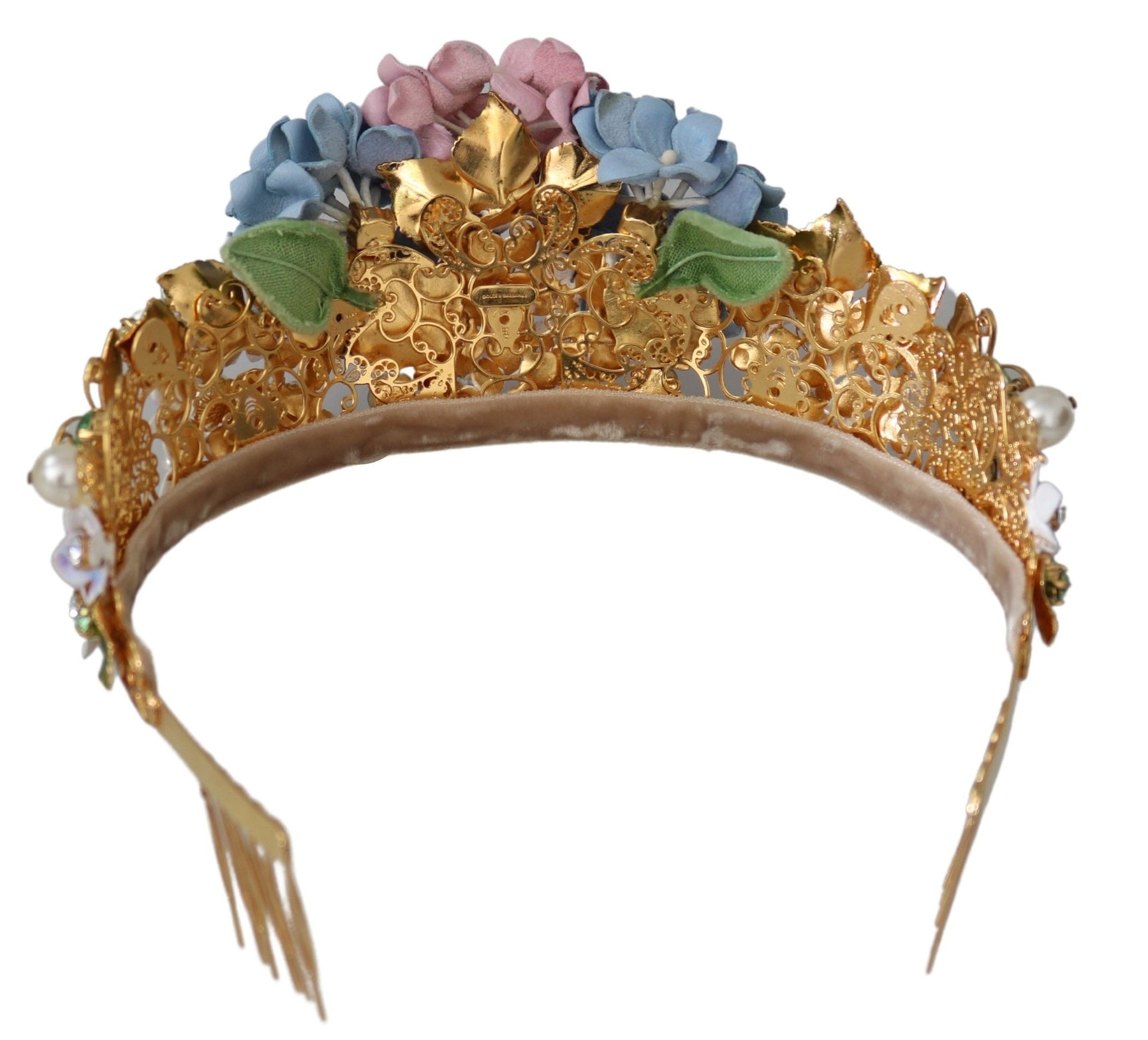 Dolce & Gabbana Gold Crystal Purple Hortensia Headband Crown Diadem | Regal Royce
