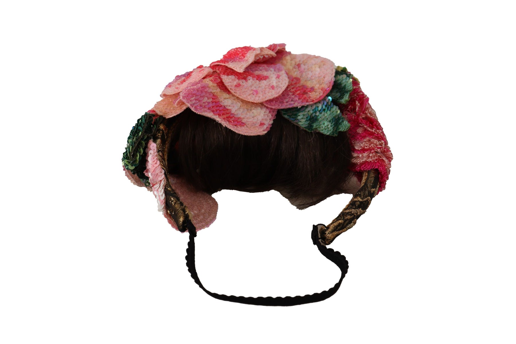 Dolce & Gabbana Multicolor Sequined Lurex Black Hair Headband | Regal Royce