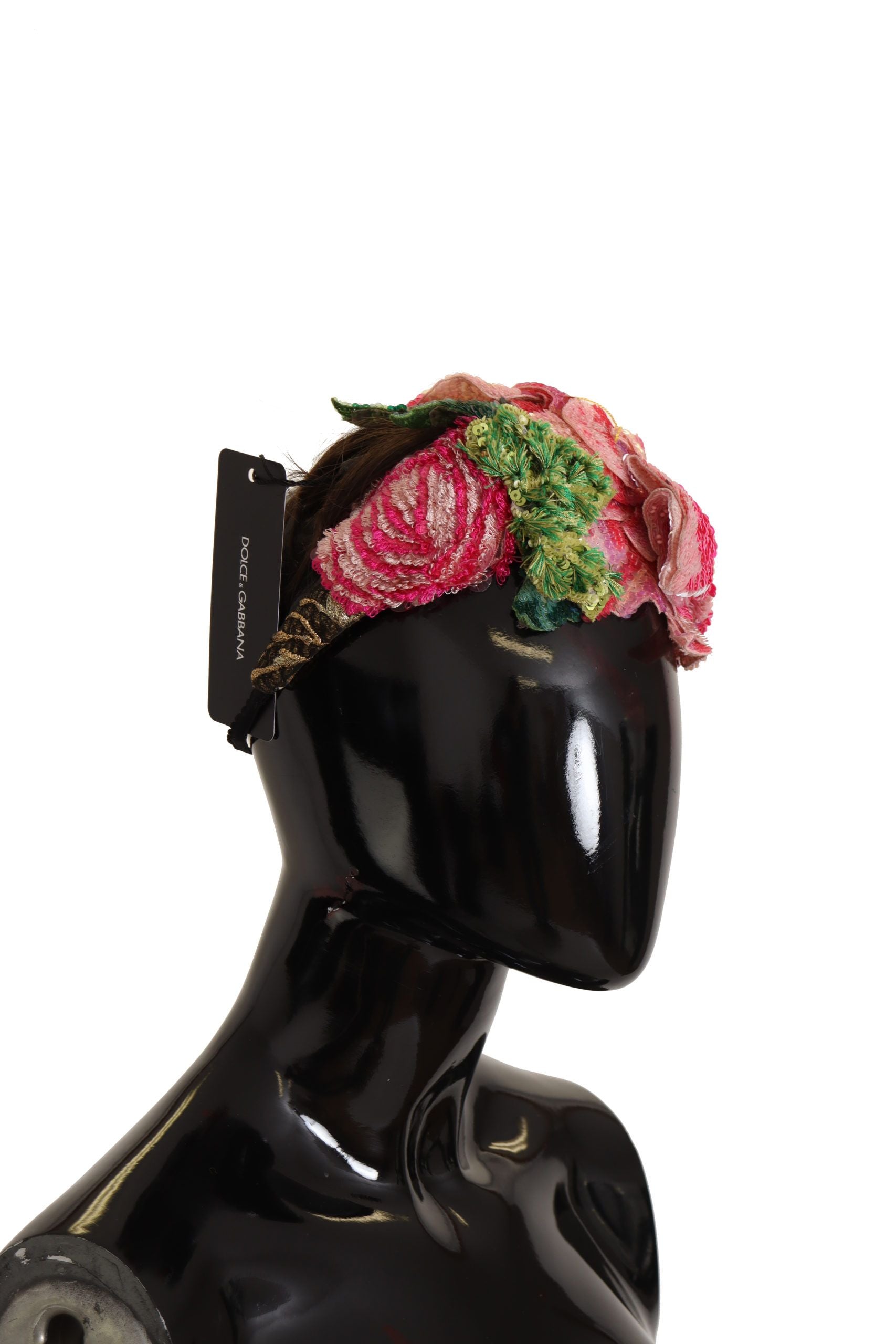 Dolce & Gabbana Multicolor Sequined Lurex Black Hair Headband | Regal Royce