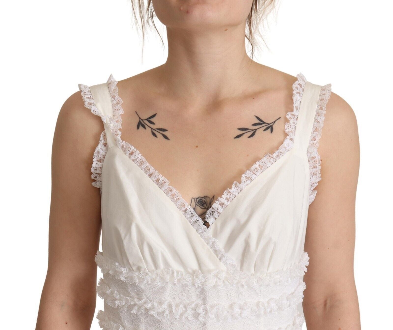 Dolce & Gabbana White Cotton Tiered Long Maxi A-line Dress | Regal Royce