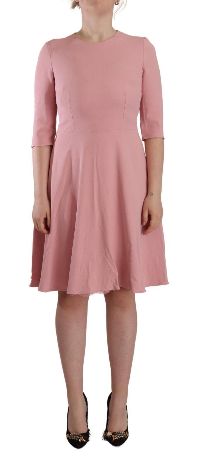 Dolce & Gabbana Pink 3/4 Sleeves Viscose Blend A-line Dress | Regal Royce