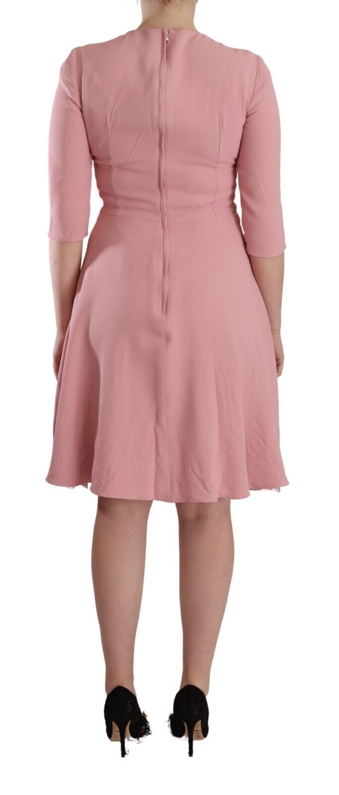 Dolce & Gabbana Pink 3/4 Sleeves Viscose Blend A-line Dress | Regal Royce