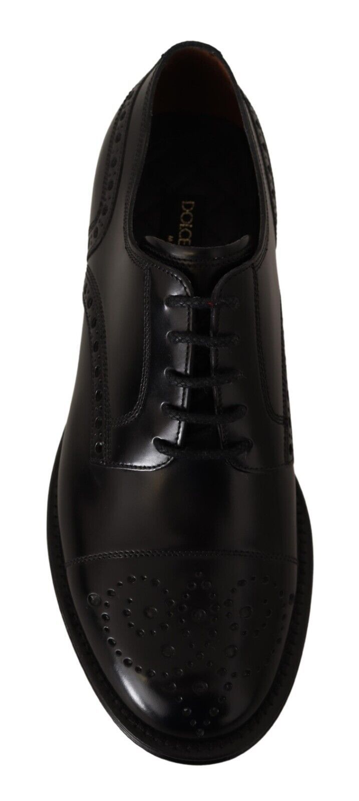 Dolce & Gabbana Black Leather Wingtip Mens Formal Derby Shoes | Regal Royce