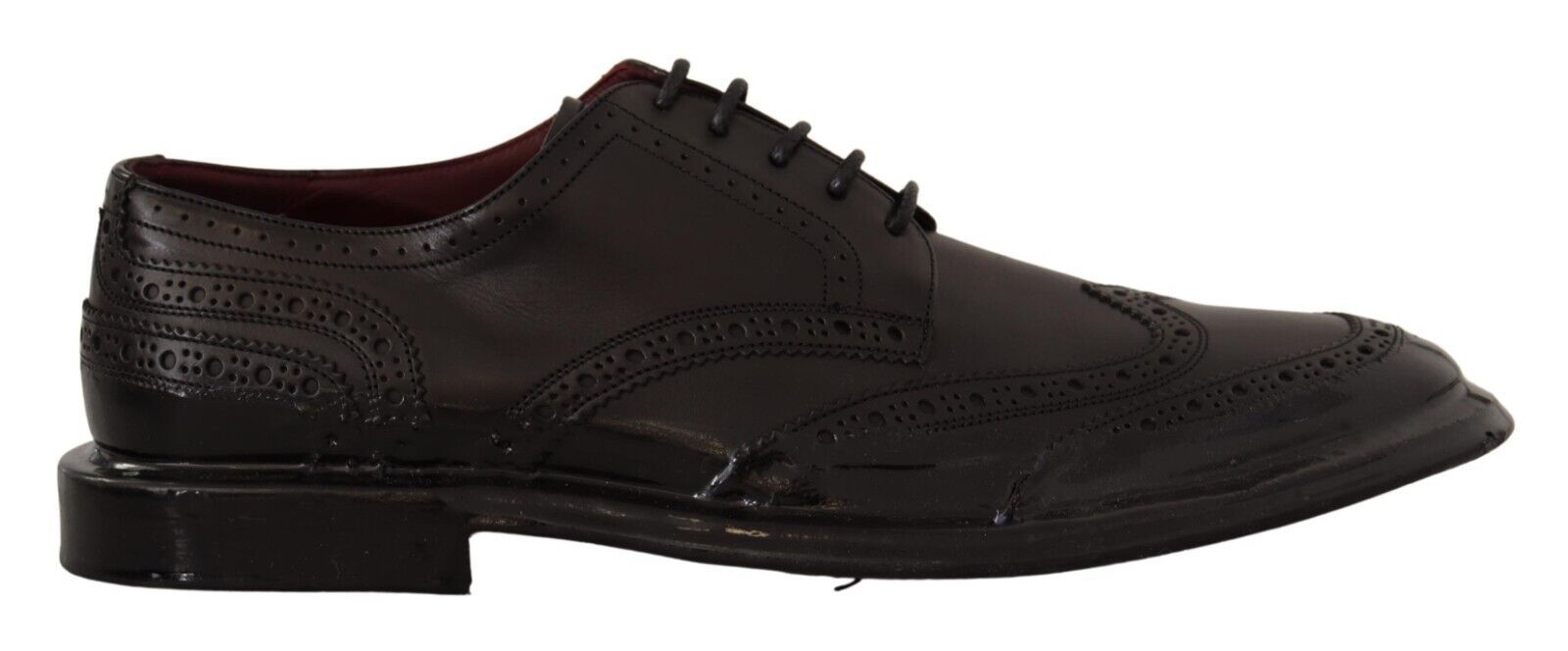 Dolce & Gabbana Black Leather Oxford Wingtip Formal Derby Shoes | Regal Royce
