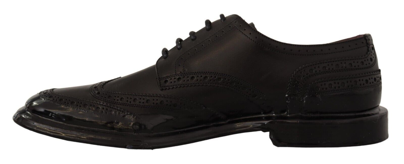 Dolce & Gabbana Black Leather Oxford Wingtip Formal Derby Shoes | Regal Royce