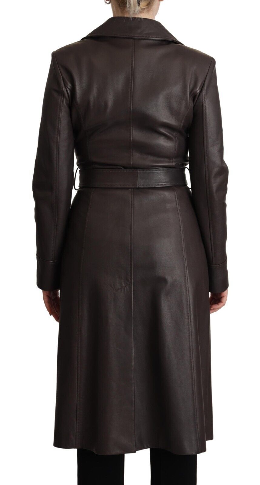 Dolce & Gabbana Dark Brown Leather Long Sleeves Belted Jacket | Regal Royce