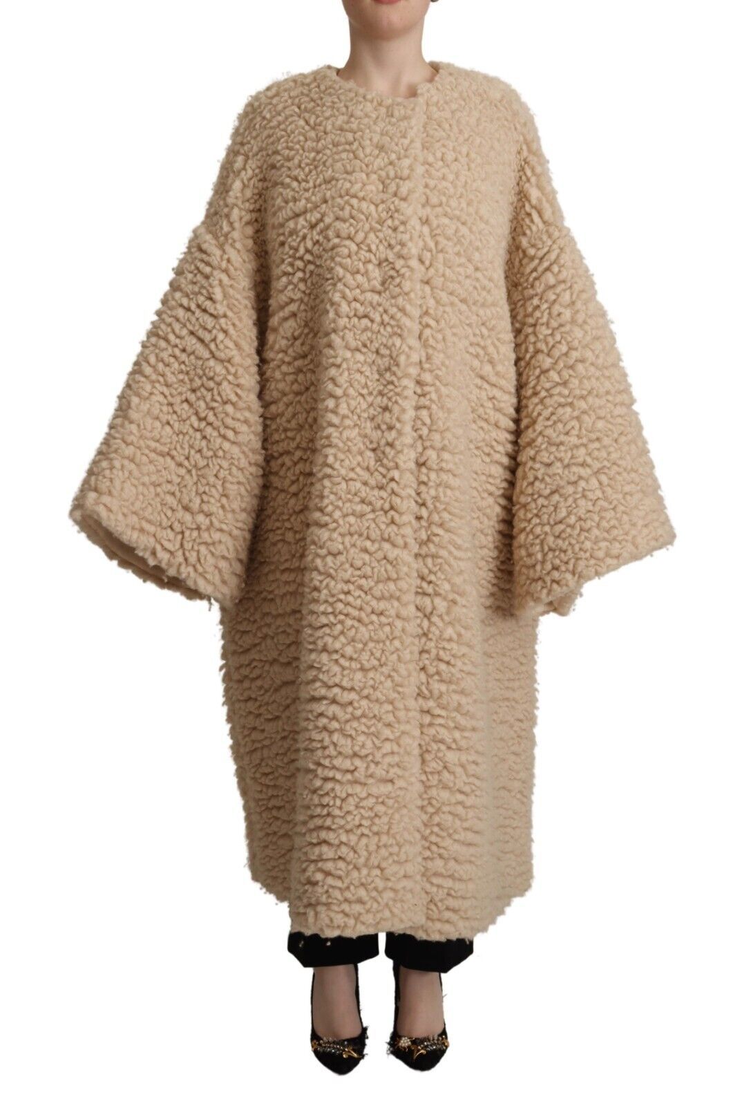 Dolce & Gabbana Beige Cashmere Wool Faux Fur Coat Jacket | Regal Royce